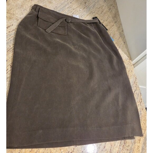 Lot Kasper Women Sz 12 100% Silk Green Skirt Pouch & Norton Floral Blouse Brown - Picture 5 of 16